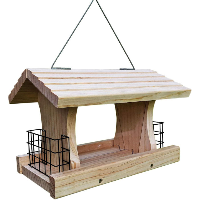 Gray Bunny - Deluxe Wooden Hopper Bird Feeder